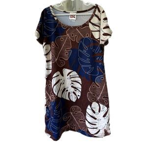 Hula Bay Girls Hawaiian Tropical Monstera Leaves Stretch A-Line Mini Dress 12